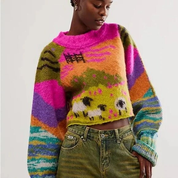 RARE EUC Free People Farmhouse Sweater XL - Picture 1 of 8